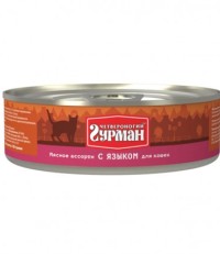 Четвероногий гурман консервы для кошек с языком 100 гр. 