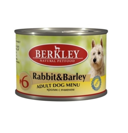 Berkley #6 для собак кролик с ячменем 200 гр