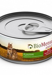 BioMenu Adult консервы для кошек с кроликом 100 гр. 