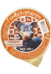 ЕМ БЕЗ ПРОБЛЕМ для собак говядина с рубцом и печенью 125 гр