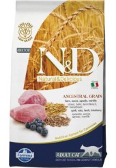 Farmina N&D Adult Cat Ancestral Grain сухой низкозерновой корм для кошек с ягненком и черникой 10 кг. 