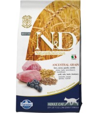 Farmina N&D Adult Cat Ancestral Grain сухой низкозерновой корм для кошек с ягненком и черникой 10 кг. 