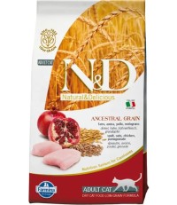 Farmina N&D Adult Cat Ancestral Grain сухой низкозерновой корм для кошек с курицей и гранатом 10 кг. 