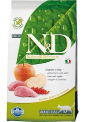 Farmina N&D Adult Cat Prime сухой беззерновой корм для кошек с кабаном и яблоком 10 кг. 