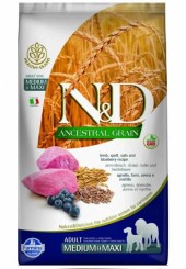 Farmina N&D Medium&Maxi Adult Ancestral Grain сухой корм для взрослых собак средних и крупных пород с ягненком и черникой 12 кг. 