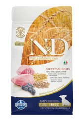 Farmina N&D Mini breed Puppy Ancestral Grain сухой корм для щенков мелких пород с ягненком и черникой 7 кг. 