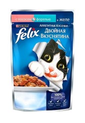 FELIX Двойная вкуснятина для кошек с лососем и форелью 85 гр.