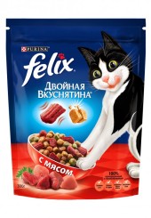 Felix двойная вкуснятина сухой корм для кошек с мясом 750 гр. 
