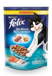 Felix двойная вкуснятина сухой корм для кошек с рыбой 750 гр. 