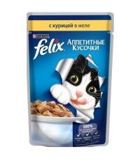 FELIX Аппетитные кусочки для кошек с курицей в желе 85 гр.