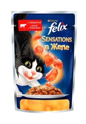 FELIX Sensations для кошек с говядиной в желе с томатами 85 гр.