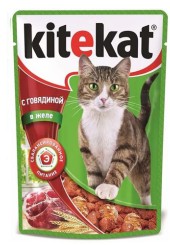 Китекет консервы для кошек в желе с говядиной 85 гр.