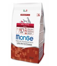 Monge Mini Adult сухой корм для взрослых собак маленьких пород с ягненком, рисом и картофелем 7,5 кг. 