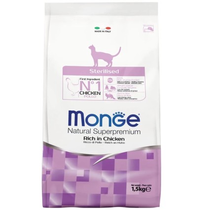 Monge Sterilised сухой корм для стерилизованных кошек с курицей и рисом 10 кг. 