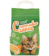 Счастливые лапки древесный наполнитель для туалета 8 л. 