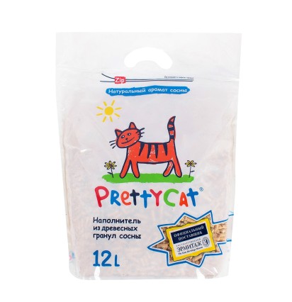 Pretty Cat наполнитель для туалета из древесных гранул сосны 12 л.