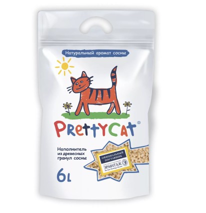 Pretty Cat наполнитель для туалета из древесных гранул сосны 6 л.