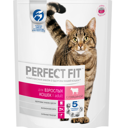 Перфект Фит сухой корм для кошек для взрослых кошек с говядиной 650 гр.