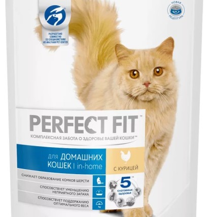 Перфект Фит сухой корм для кошек для домашних кошек с курицей 190 гр.