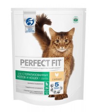 Перфект Фит сухой корм для кошек для кастрированных котов и стерилизованных кошек с курицей 190 гр.