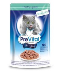 PreVital Premium консервы для стерилизованных кошек с кусочками птицы в соусе пауч 100 гр.