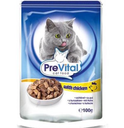 PreVital классик консервы для кошек с курицей в соусе 100 гр. 