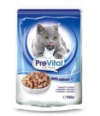 PreVital классик консервы для кошек с лососем в соусе 100 гр. 