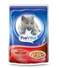 PreVital классик консервы для кошек с говядиной в желе 100 гр.