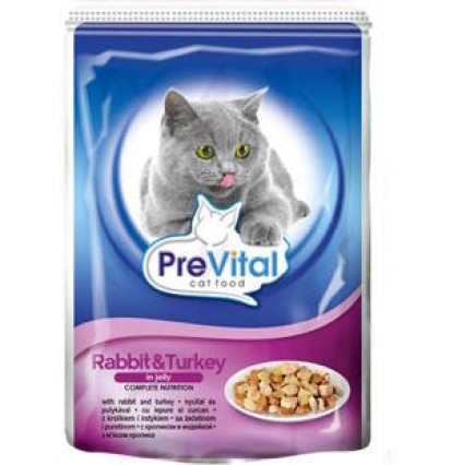 PreVital классик консервы для кошек с кроликом и индейкой в желе 100 гр. 