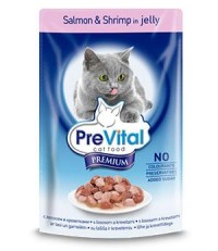 Превитал консервы для кошек премиум лосось и креветки 100 гр