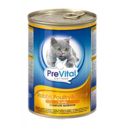 PreVital классик консервы для кошек кролик и птица морковь в желе 415 гр.