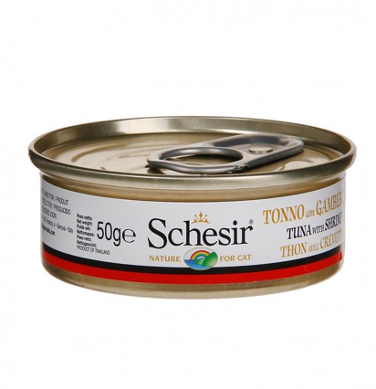 Schesir консервы для кошек с тунцом и креветками 50 гр.