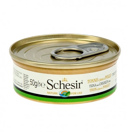 Schesir консервы для кошек с тунцом и куриным филе 50 гр.