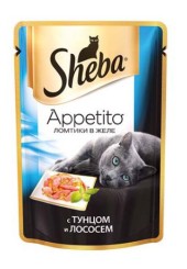 Sheba Appetito консервы для кошек ломтики в желе с тунцом и лососем 85 гр.