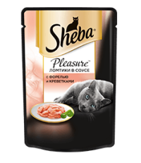 Sheba Pleasure консервы для кошек ломтики в соусе с форелью и креветками 85 гр.