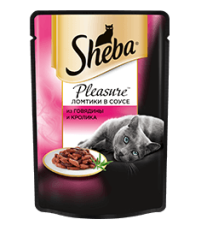 Sheba Pleasure консервы для кошек ломтики в соусе из говядины и кролика 85 гр.