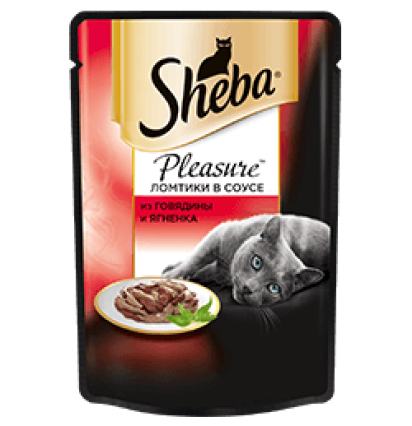 Sheba Pleasure консервы для кошек ломтики в соусе из говядины и ягненка 85 гр.
