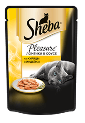Sheba Pleasure консервы для кошек ломтики в соусе из курицы и индейки 85 гр.