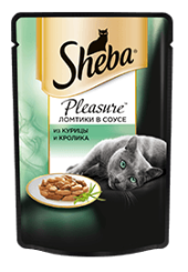 Sheba Pleasure консервы для кошек ломтики в соусе из курицы и кролика 85 гр.