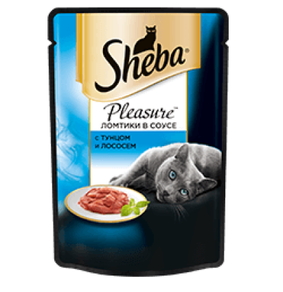 Sheba Pleasure консервы для кошек ломтики в соусе с тунцом и лососем 85 гр.