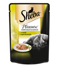 Sheba Pleasure консервы для кошек ломтики в соусе с уткой и цыпленком 85 гр.