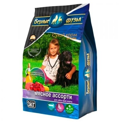 Верные друзья сухой корм для собак мясное ассорти 15 кг. 