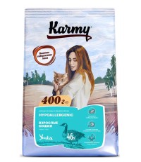 Karmy Hypoallergenic сухой гипоаллергенный корм для взрослых кошек с уткой 10 кг. 